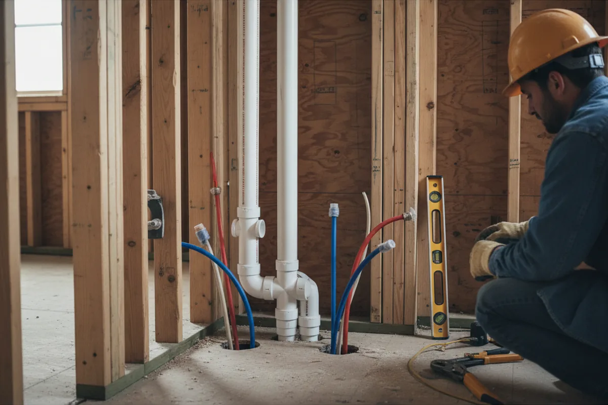 Drain and supply rough-in during Drain Cleaning in Leitchfield